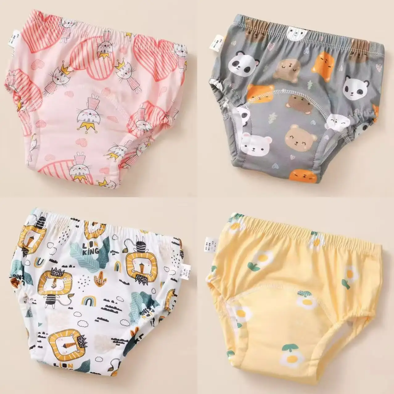 4 pçs meninos meninas bebê algodão respirável reutilizável bonito toalete potty treinamento calça absorvente à prova dwaterproof água crianças roupa interior shorts breve