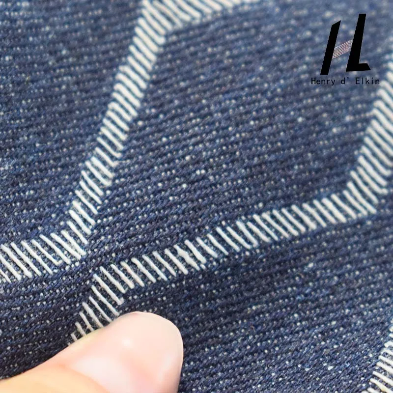 

Henry Wholesale Custom Stripes Jacquard Denim Fabric Indigo 70% Cotton 30% Polyester Denim Fabric For Fashion Jacket Jean Bag