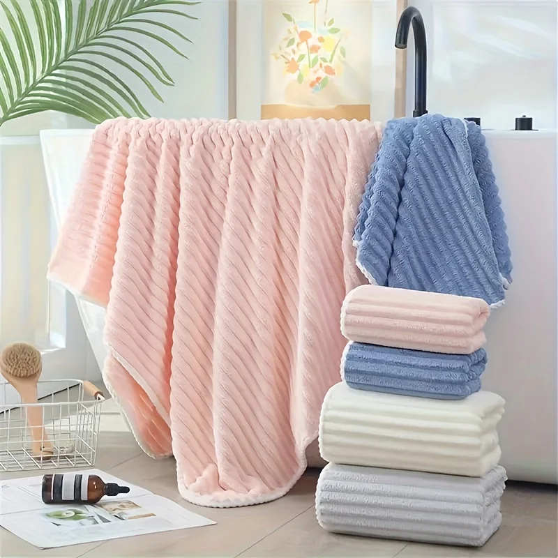 1 piece of adult shower absorbent towel, pineapple grid towel, coral fleece thick large towel, bathroom shower accessories
