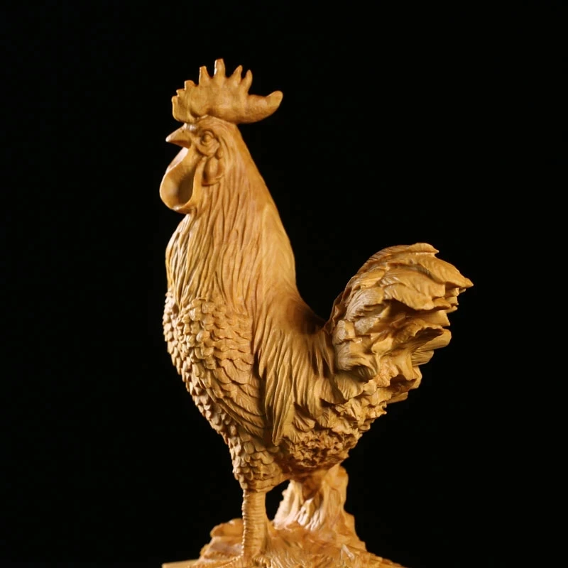 CCZHIDAO-17CM Gold Rooster, Solid Wood Carving, Crafts, Home Decoration, Culture Gift, Gilding, Good Nove