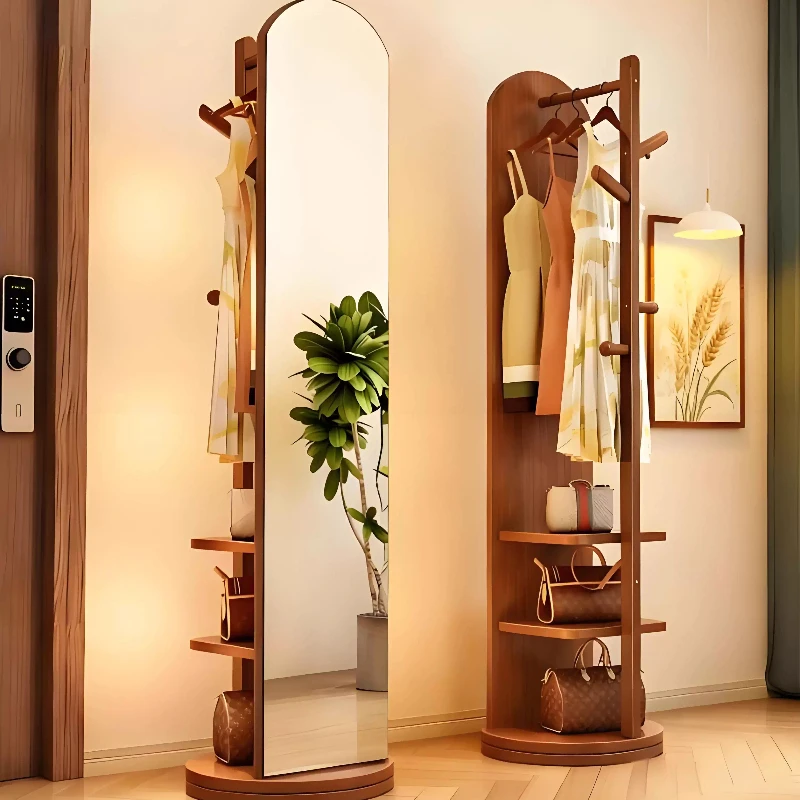 Estante para Ropa con Espejo, Perchero Giratorio para Dormitorio, Perchero para Apartamentos, Perchero Moderno para Sala de Estar, Muebles