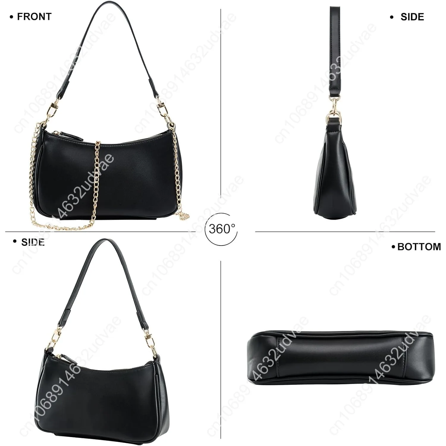 Shoulder Bag for Women with 2 Removable Straps and Zipper Closure Crossbody Bags Clutch Tote HandBags Purses