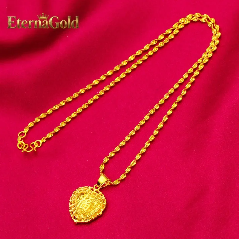 

EternaGold 24K Gold AU999 Heart & Fortune Pendant Women's - Premium gold, classic lucky design, perfect for festivals & daily w