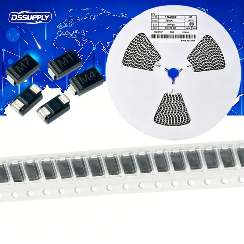1000PCS/2000PCS Rectifier Diode M1 M4 1N4007 M7 SS12 SS14 SS16 SS24 SS34 SS36 RS1M RS2M ES1D ES1J US1M Schottky Diodes DO214AC