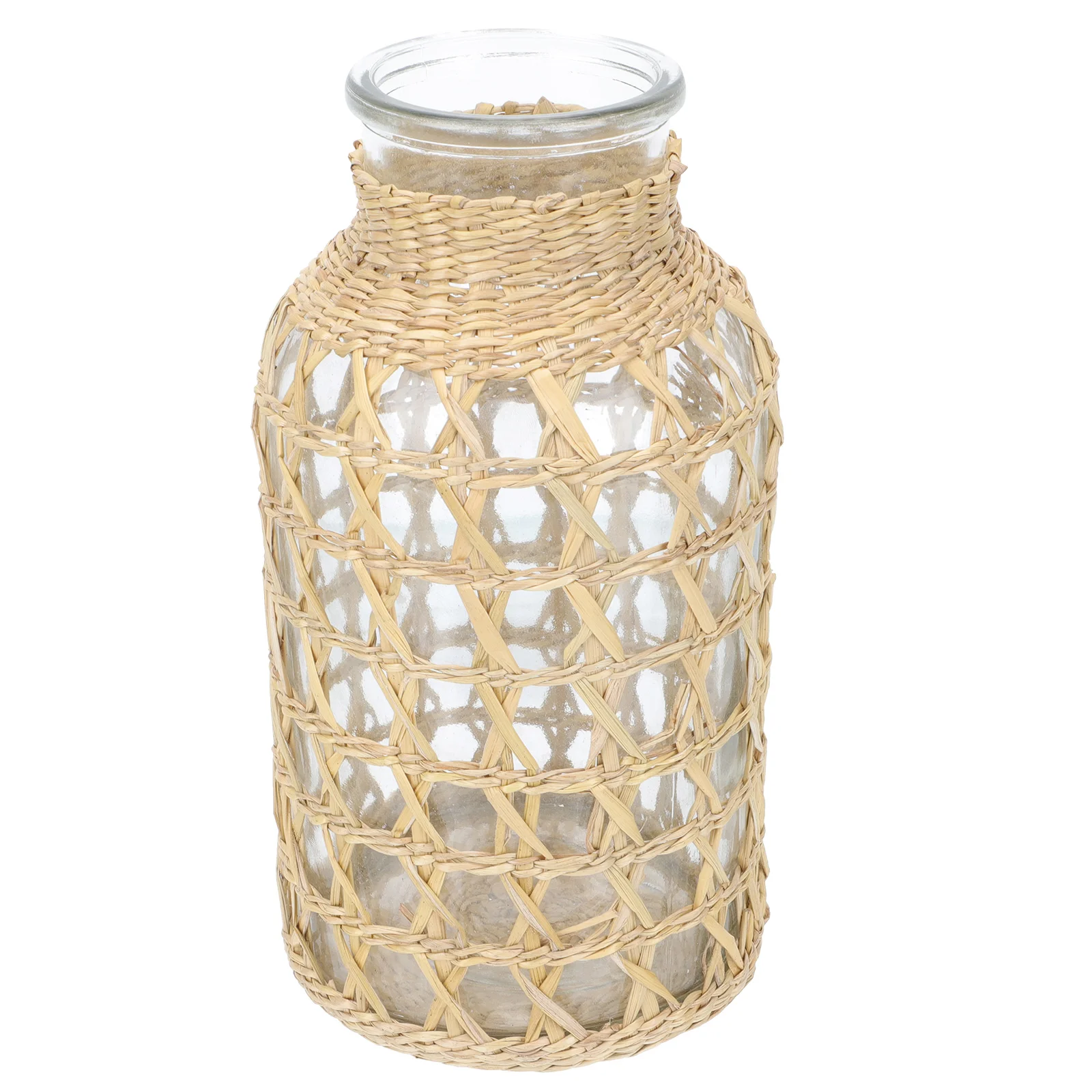 

Woven Vase Rattan Glass Retro Decor Decorative High Quality Coffee Table Decoration