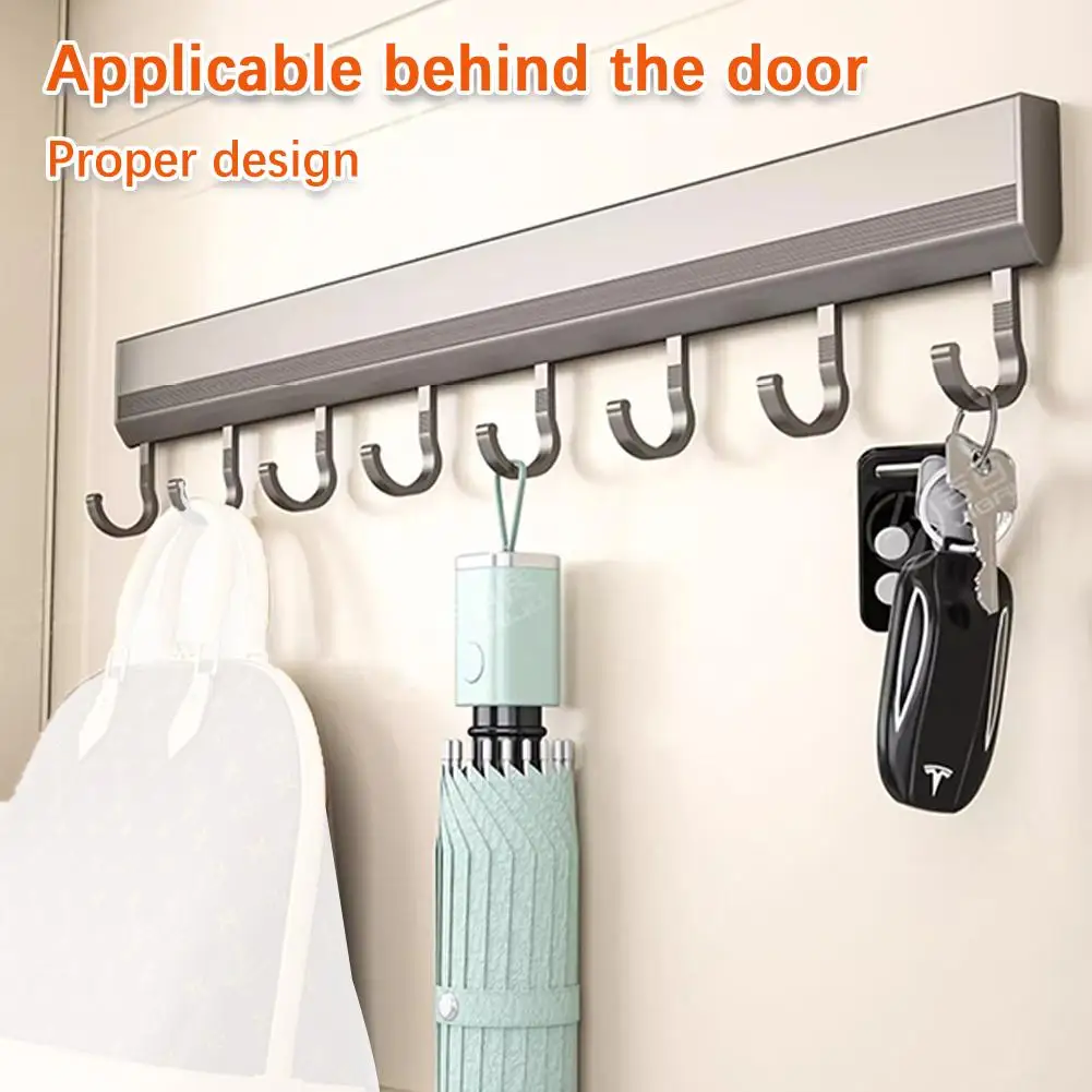 Wall Mounted Hooks Rack Punch Free Kitchen Utensils Storage Row Hook Holder Bathroom Robe Towel Hangers Multi-Purpose Hooks