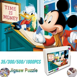 Disney-Quebra-cabeça de madeira para crianças e adultos, Mickey Mouse, Pato Donald, brinquedo educativo, 35 unidades, 300 unidades, 500 unidades, 1000 unidades