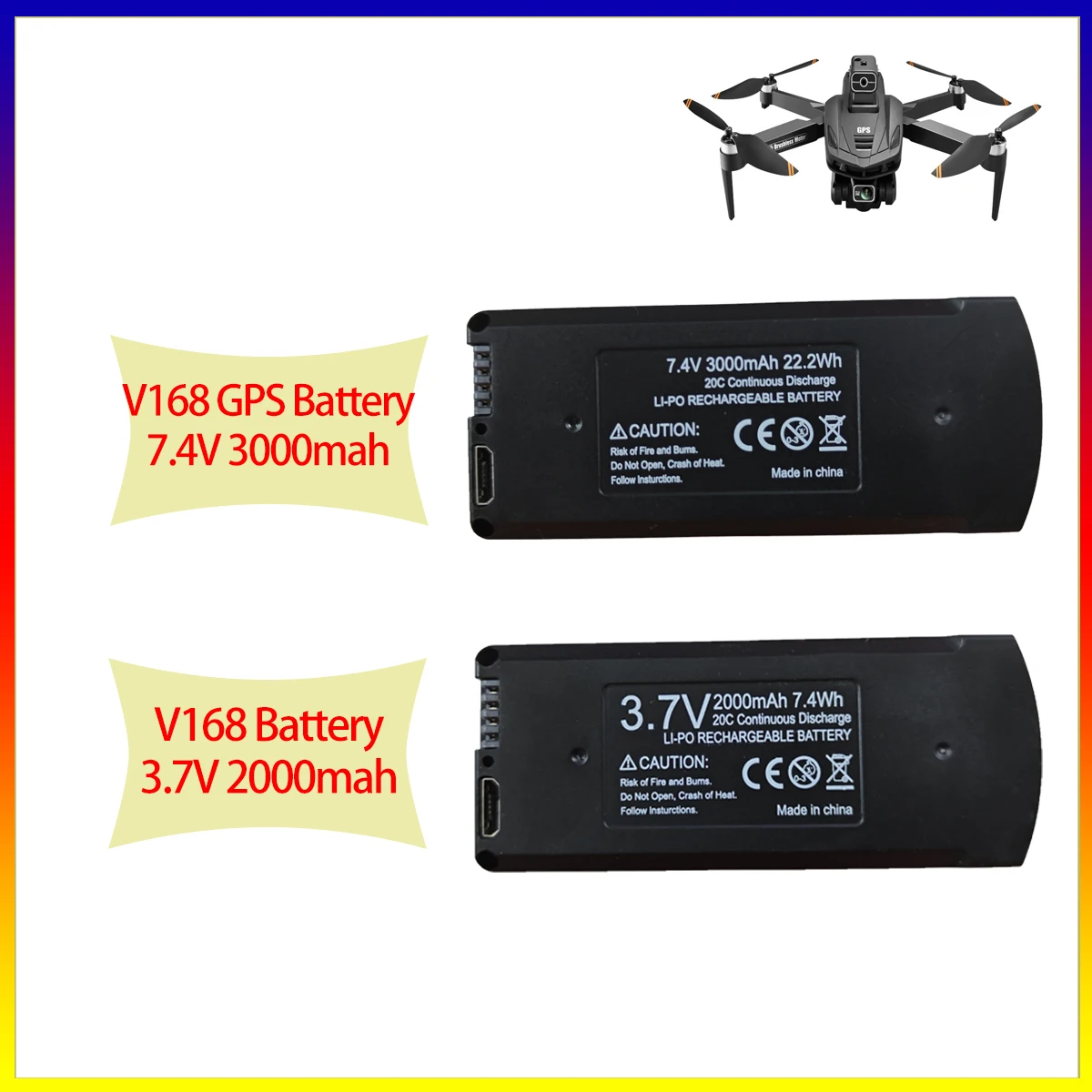 Drones For V168 PRO GPS Profesional Battery 3000/2000mAh V168 Drone Rechargeable Li-po Battery Packs RC Quadcopter Accessories