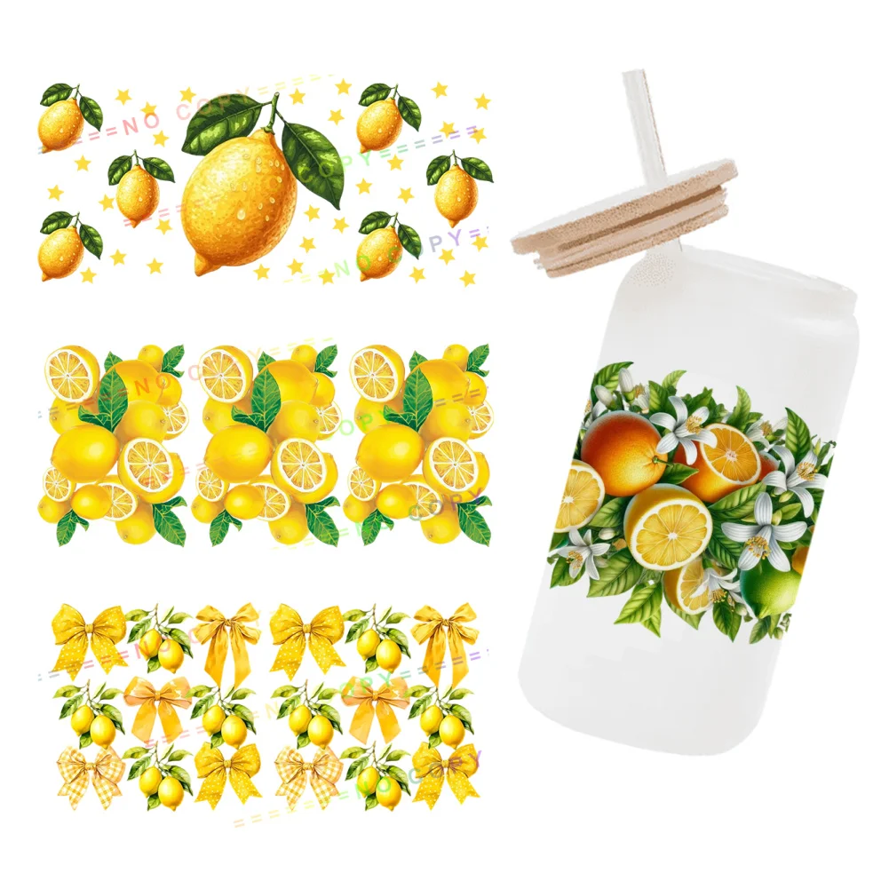 11x24cm Fruit Lemon Tree UV DTF Wraps Sticker DIY For 16oz Glass Cup Waterproof Decals Phone Case Girls Sticker