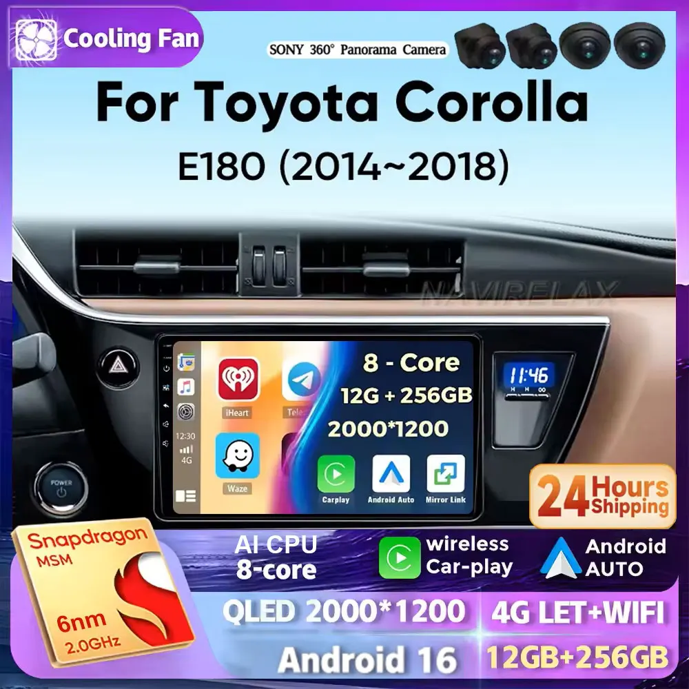 Android 16 Car Radio For Toyota Auris 2014 2015 2016 2017 2018 Corolla Altis Hybrid Carplay Auto Multimedia Player Stereo 4G