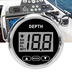 52mm/2-inch Marine Digital Depth Sounder 100m/110-yard Water-Resistant Depth Gauge With White Backlight