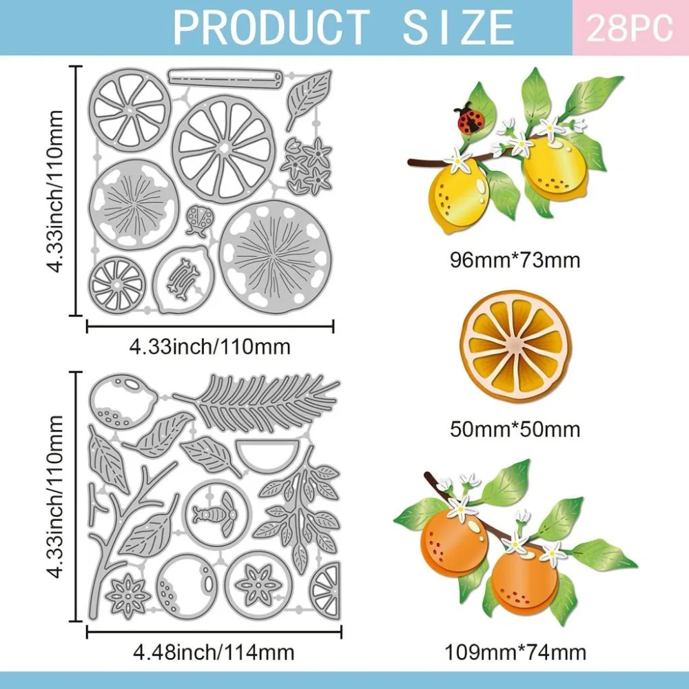 Orange Lemon Cutting Dies for Card Making Cinnamon Star Anise Spices Metal Die Cuts Ladybug Bee Cutting Paper Craft Decor