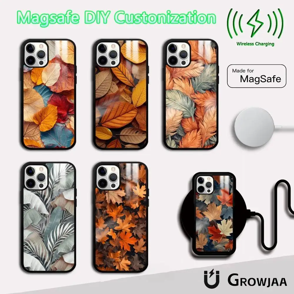 

Leisure Autumn Leaves Phone Case For IPhone 16 15 14 13 12 11 Pro Max Plus Mini Magsafe Mirror Wireless Magnetic Funda