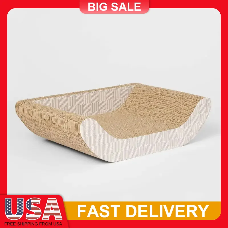 

17.7 Inch Checkered Sofa Cat Scratching Post for Indoor Cats Durable Cardboard Scratcher with Sisal Pad Pet Furniture Protector