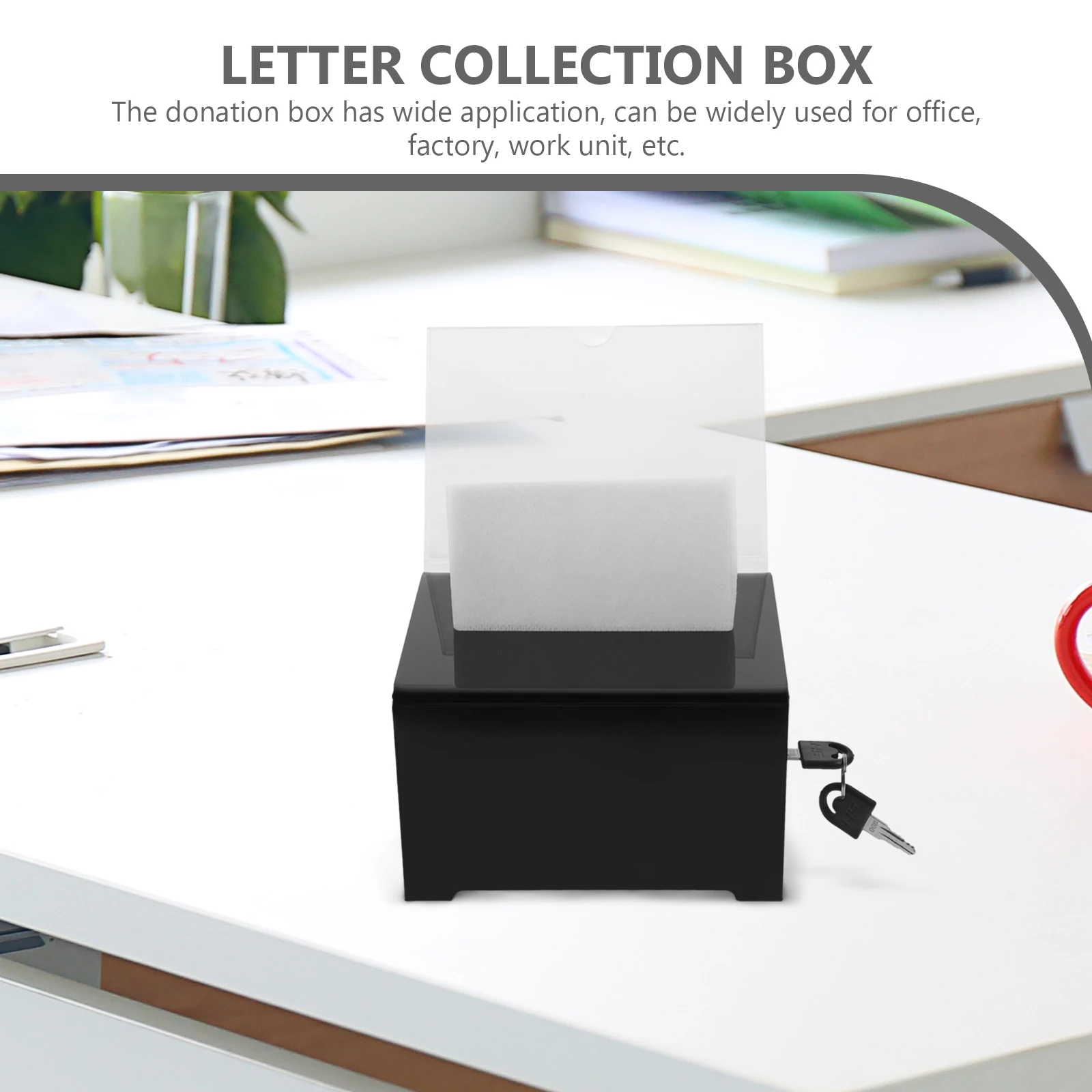 

Acrylic Donation Box Voting Ballot Suggestion Complaint Letter Collection Box with Lock Black Large for Office Factory