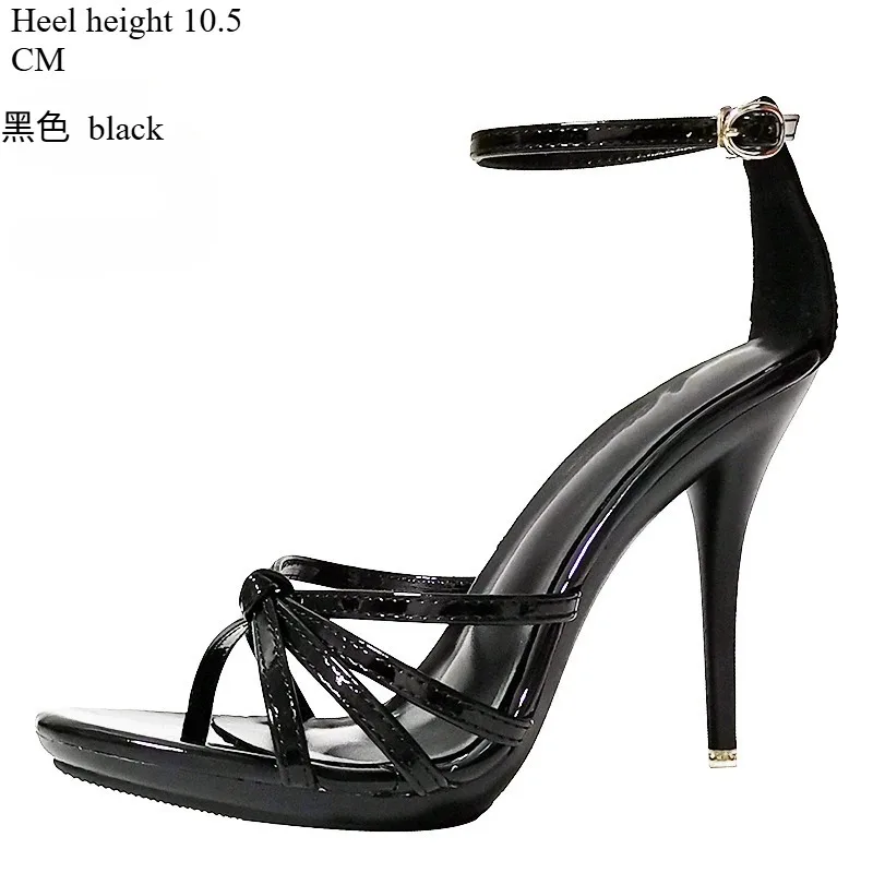 Summer OpenToe High Heel Ankle-Wrap Women's Sandals 10cm Wedding Party Thin Heel Heels Red Narrow Band Stilettos Large-size 43 - view 5