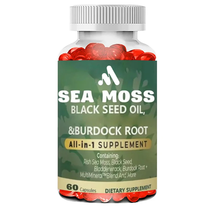 

Смешанный комплекс из морских водорослей, содержащий черные семена и морские водоросли, 100% вегетарианский, без ГМО и без глютена, 60 капсул