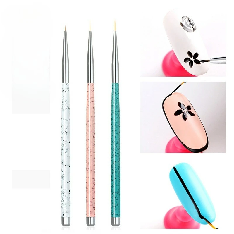 Set di 3 penne per nail art, per applicare decorazioni a puntini, per pittura, per disegnare, per gel UV, per smalto, pennello, strumenti per nail art e strumenti per la manicure, penna per decorare le unghie.