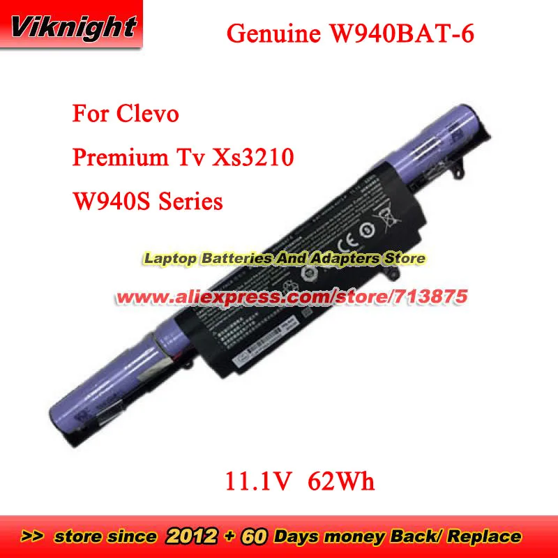 Genuine W940BAT-6 Battery W940BAT-3 6-87-w940s-4273-p 11.1V 62Wh for CLEVO Premium Tv Xs3210 W940S Series 6-87-W940S-42F1-P