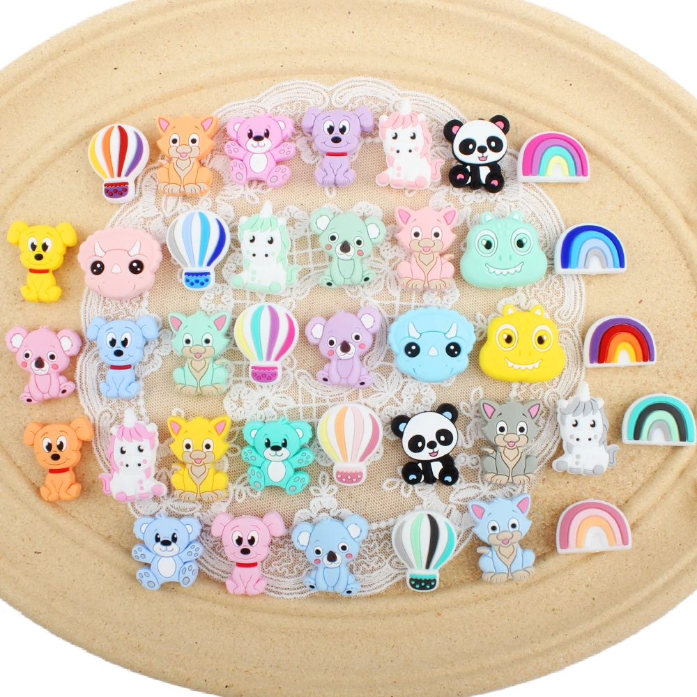 5/20/50pcs Cartoon Animals Silicone Beads For Jewelry Making Necklace Lovely Mini Hapiship DIY Beads to Make Bracelets Keychain