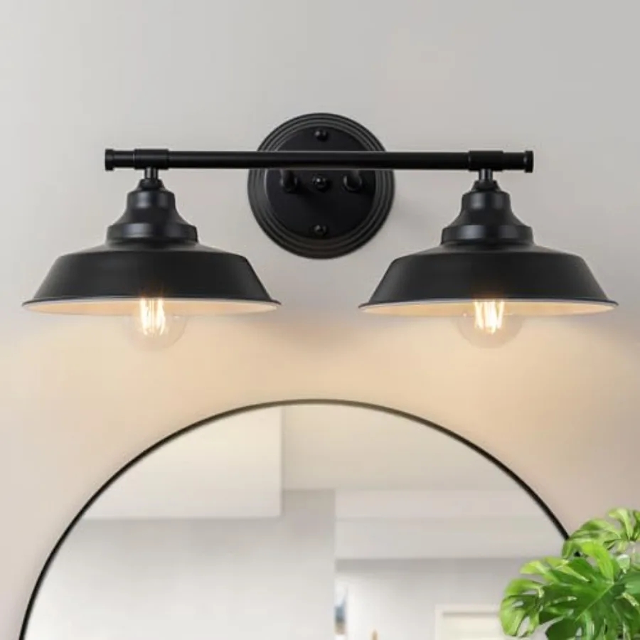 

Bathroom Light Fixtures 2 Light - 21" Matte Black Vanity Lights for Mirror Rustic Industrial Bathroom Wall Light Fixtures E26 B