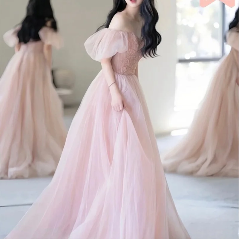 

Pink New Style Fairy Student Adult Ceremony Art Exam Host Dress