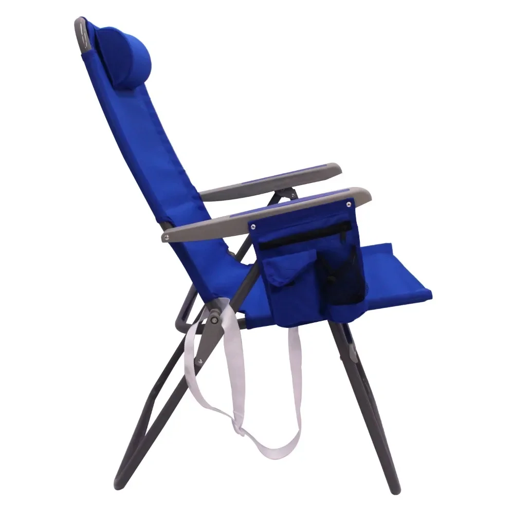 2-Pack Mainstays Reclining 4-Position Oversize Beach Chair, Blue Travel Chair， Camping Chair