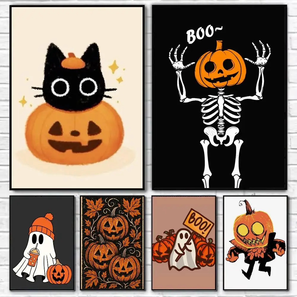 Halloween Poster Self-adhesive Art Waterproof Paper Sticker Coffee House Bar Room Wall Decor