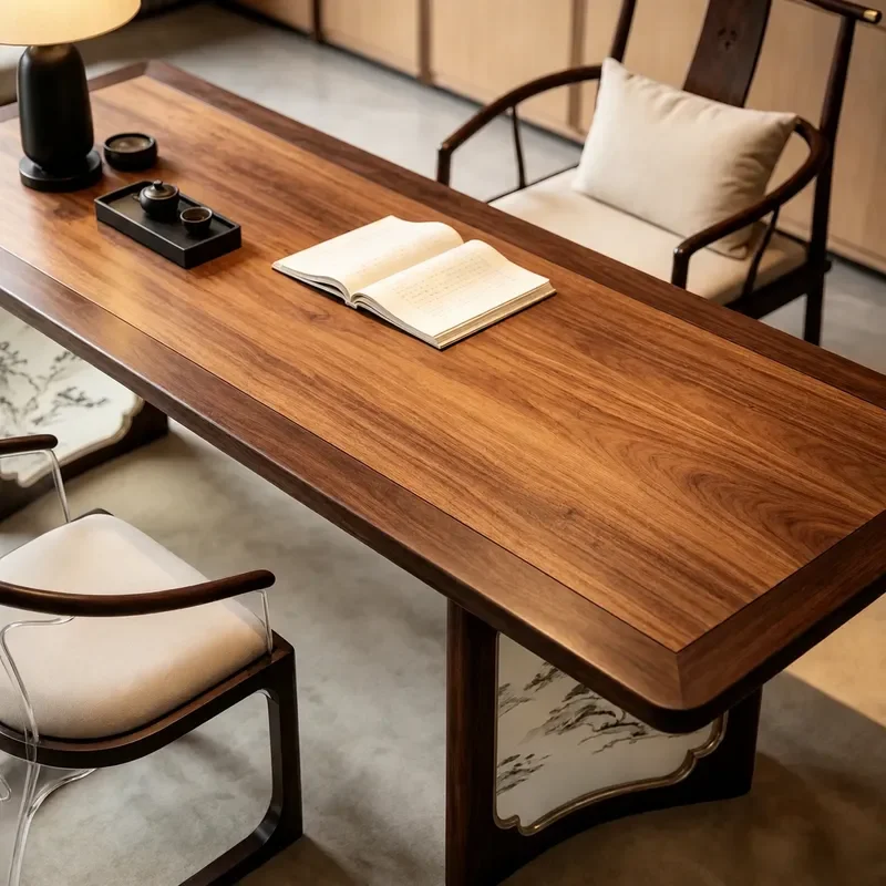 New Chinese Style Solid Wood Tea Table Ash Wood Guest Office Tea Table Mortise and Tenon Song Aesthetic Drawing Painting