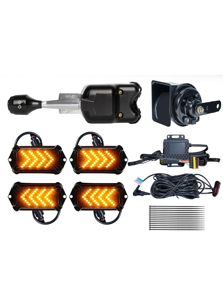 

Universal UTV Turn Signal Horn Street Legal Kit for Polaris Ranger, General, RZR Plug and Play Pre-wire 4Pcs Rectangle LED Light