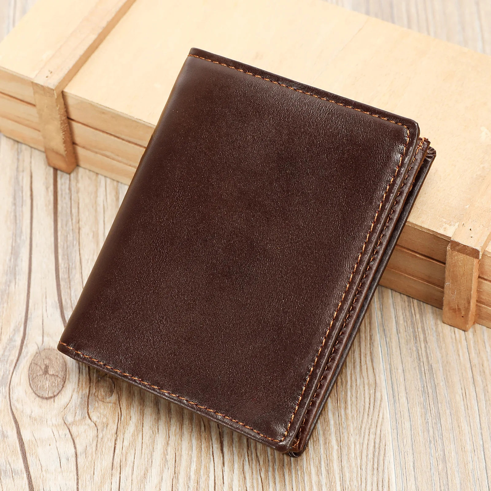 محافظ جلدية كلاسيكية للرجال مع 2 جيب نقدي حامل بطاقة المال كليب سليم الذكور محفظة حقيبة المحفظة الرجالية #2