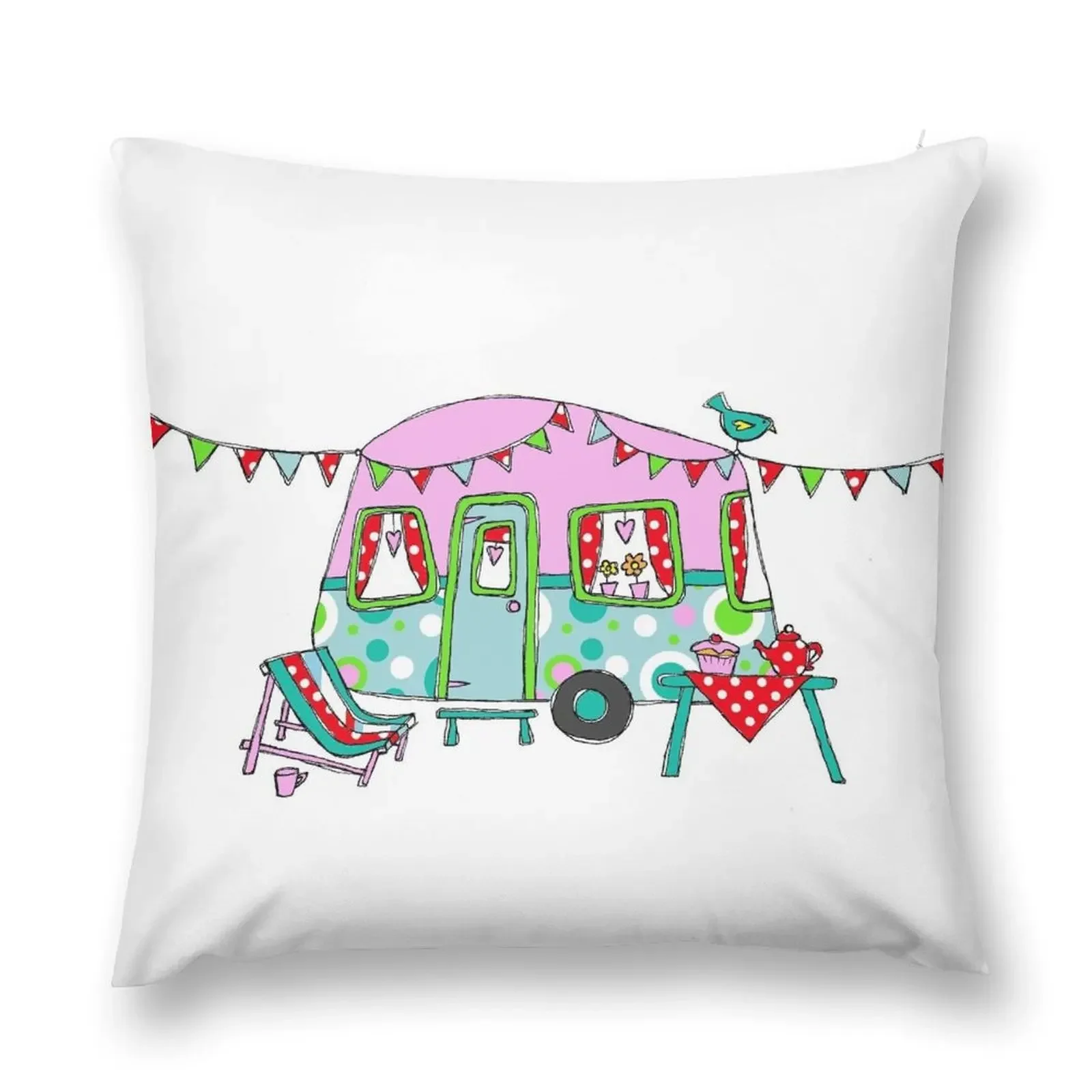 Cute Caravan/Trailer Throw Pillow Embroidered Cushion Cover christmas decorations for home 2025 pillow