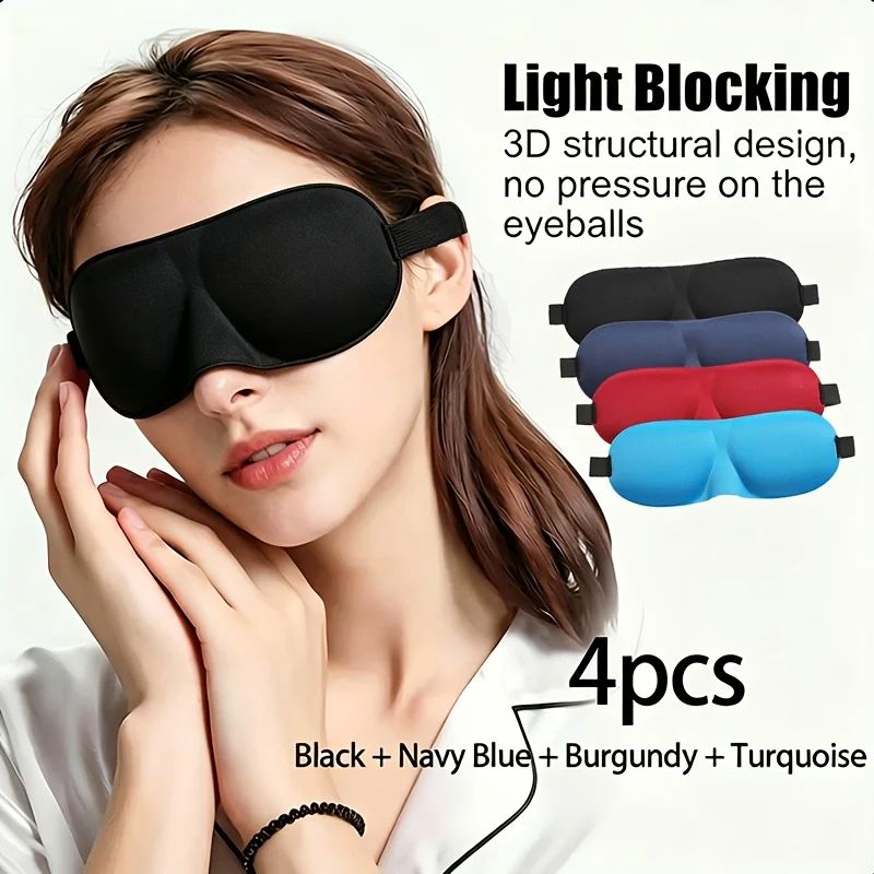 4Pcs 3D Three-Dimensional Sleep Mask Universal Zero-Pressure Eye Mask For Both Men Women Equipped With Adjustable Mask Straps