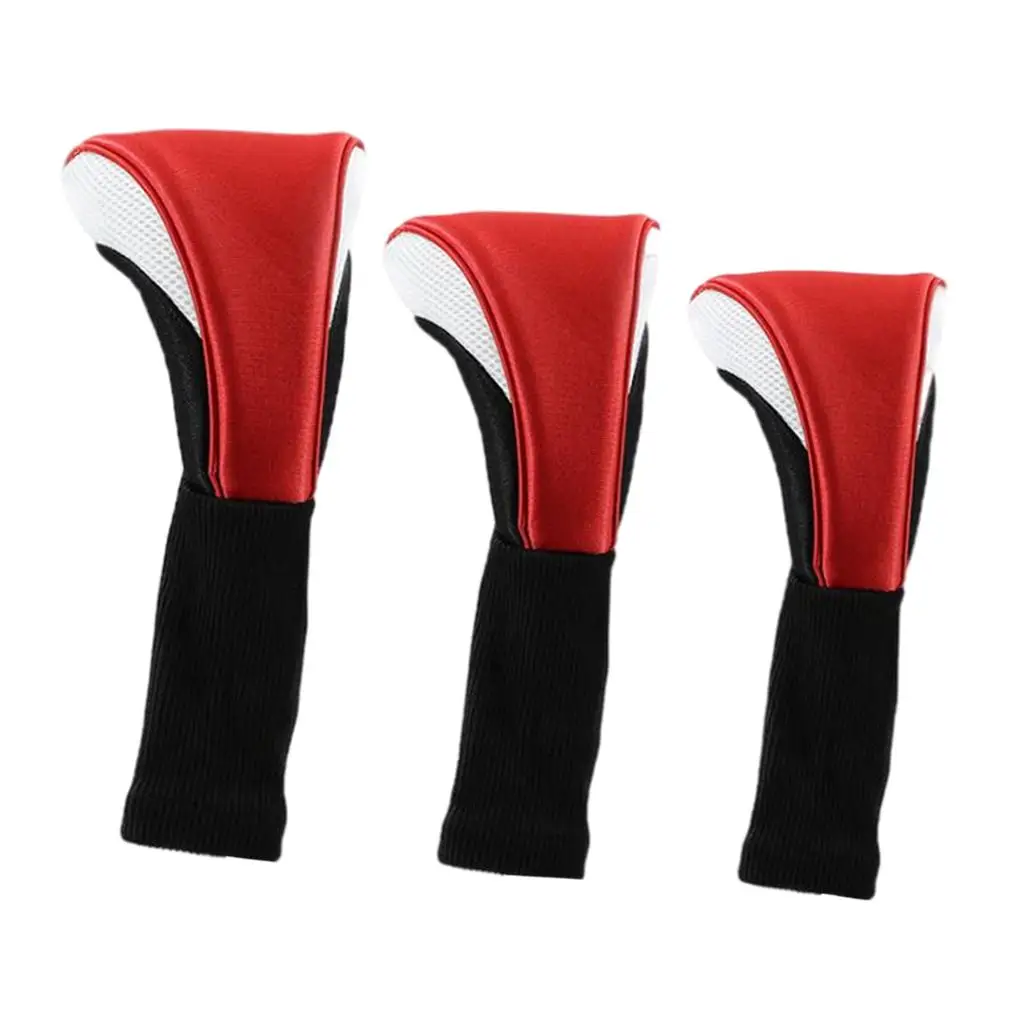 3Pcs Nylon Golf Skull Driver Fairway Wood Hybrid Cover Headcover Golf Club Head Cover Protector Guard Long Neck for Fairway