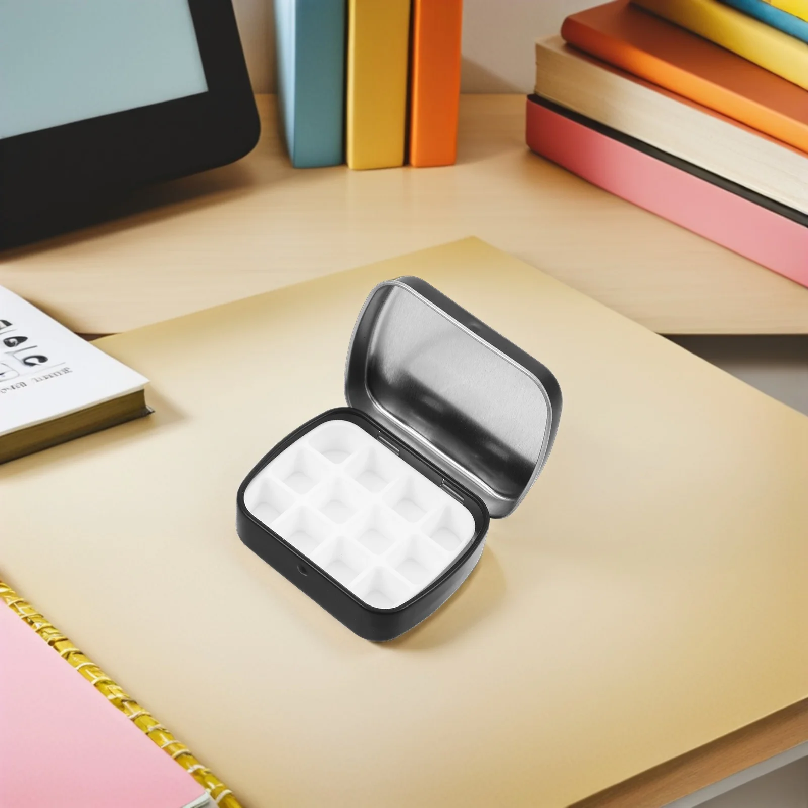 12 Wells Watercolor Palette Box Mini Metal Paint Storage With Lid Outdoor Art Diy Sketching Portable 12 Grid Mini