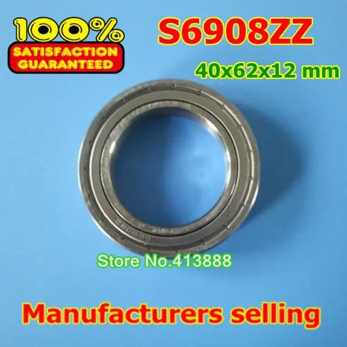 

100pcs Free Shipping SUS440C Environmental Corrosion Resistant Stainless Steel Deep Groove Ball Bearings S6908ZZ 40*62*12 mm