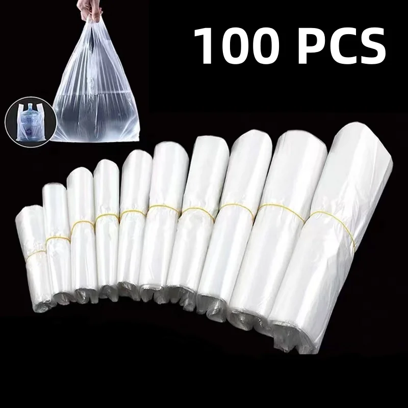 15-26cm/20-30cm/24-37cm/28-48cm 500 Pcs/pack Transparent Bags Shopping Bag Supermarket Plastic Bags With Handle Food Packaging