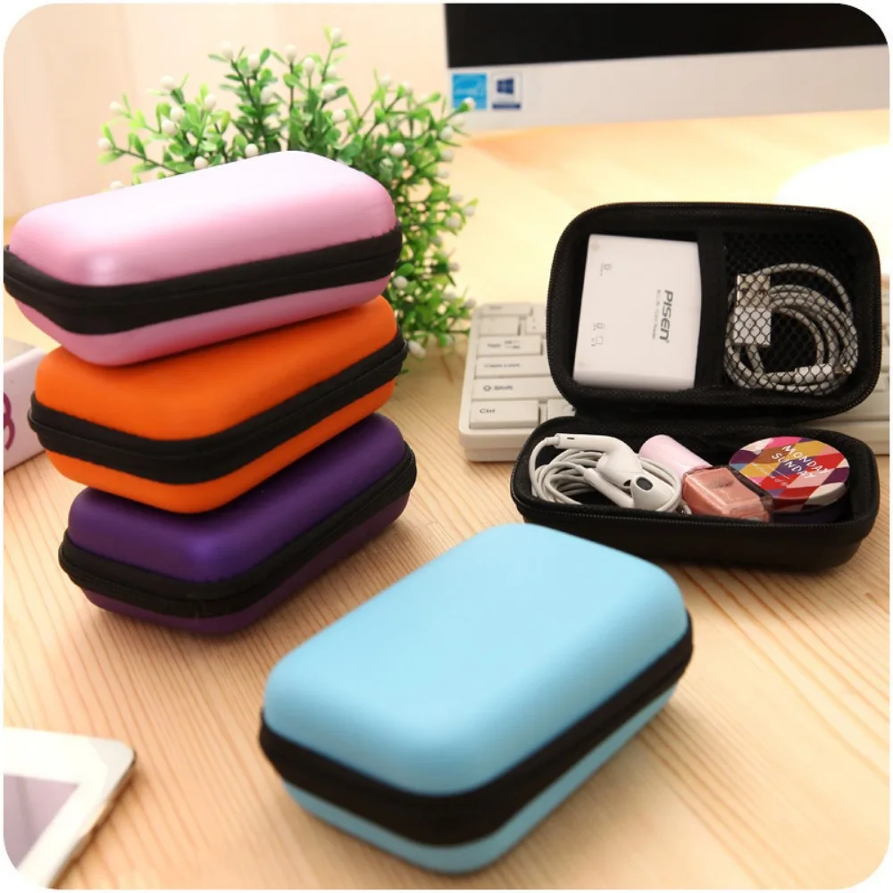 7 colors Portable Card Storage Bag,Data Cable Packing Cube,Waterproof Headphone Storage Bag,EVA Protective Case For Travel