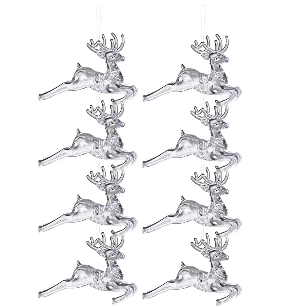 8 Pcs Christmas Flying Deer Pendant Hand Blown Animal Reindeer Tree Decoration Hanging Ornament Mini