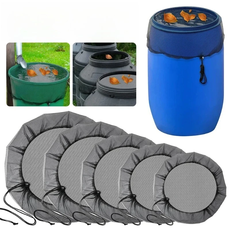 

Rainwater Bucket Insect Cover Adjustable Drawstring Rain Barrel Filter Mesh Anti-insect Garden Rainwater Netting Garden Supplies