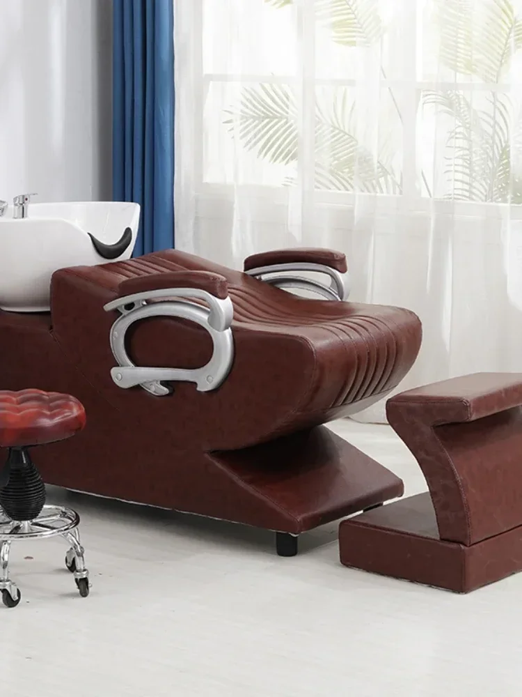 LTT Barber Shop Factory Direct Sales Salon Bed Hair-Washing Chair Flushing Bed Ceramic Basin Hair Salon