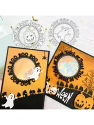 Alinacutle metalowe wykrojniki halloweenowy cukierek albo psikus Cirlce dyniowe papier do scrapbookingu rzemiosła do rękodzieła karty dziurkacz wykrojnik artystyczny