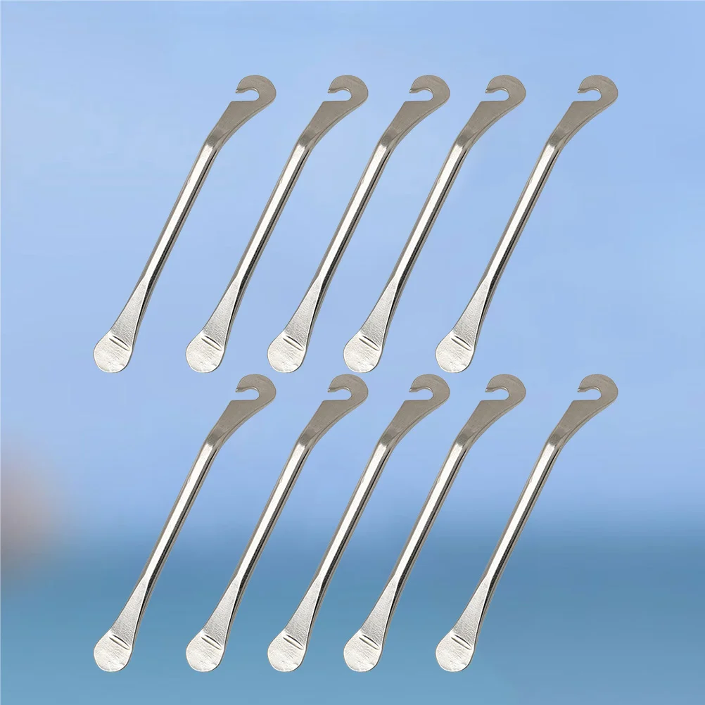 10pcs Bike Cycling Metal Tyre Tire Spoon Repair Opener Breaker Tool Bike Flat Tire Removal Tools Pry Bar Stick Tire (Silver)