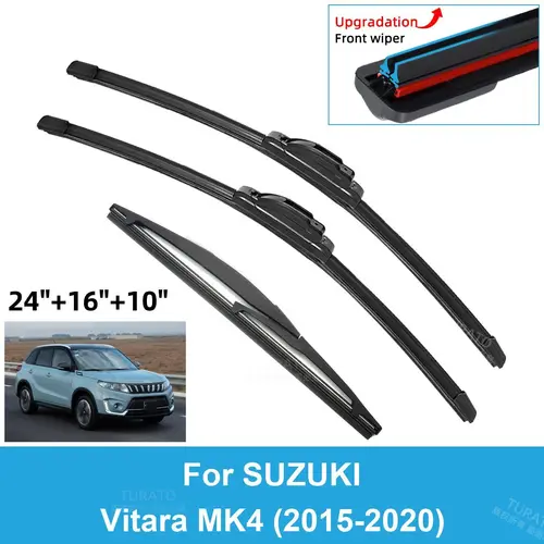 3 uds limpiaparabrisas de coche para SUZUKI Vitara MK4 2015-2020 limpiaparabrisas trasero doble goma accesorios de coche 2017 2018 2019 2020