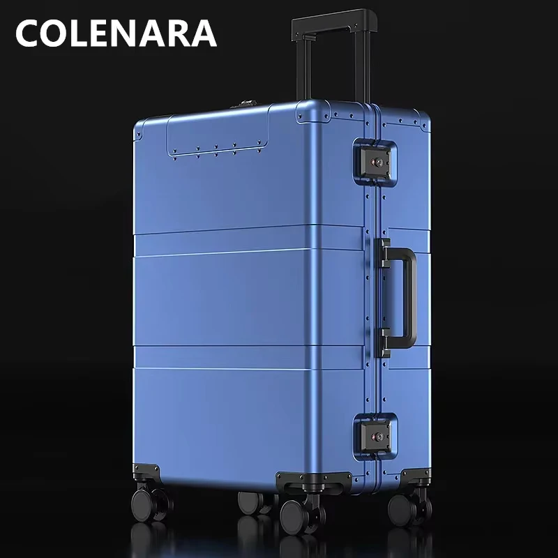 COLENARA Men's Suitcase Full Aluminum Magnesium Alloy Boarding Box Large Capacity Trolley Case 20
