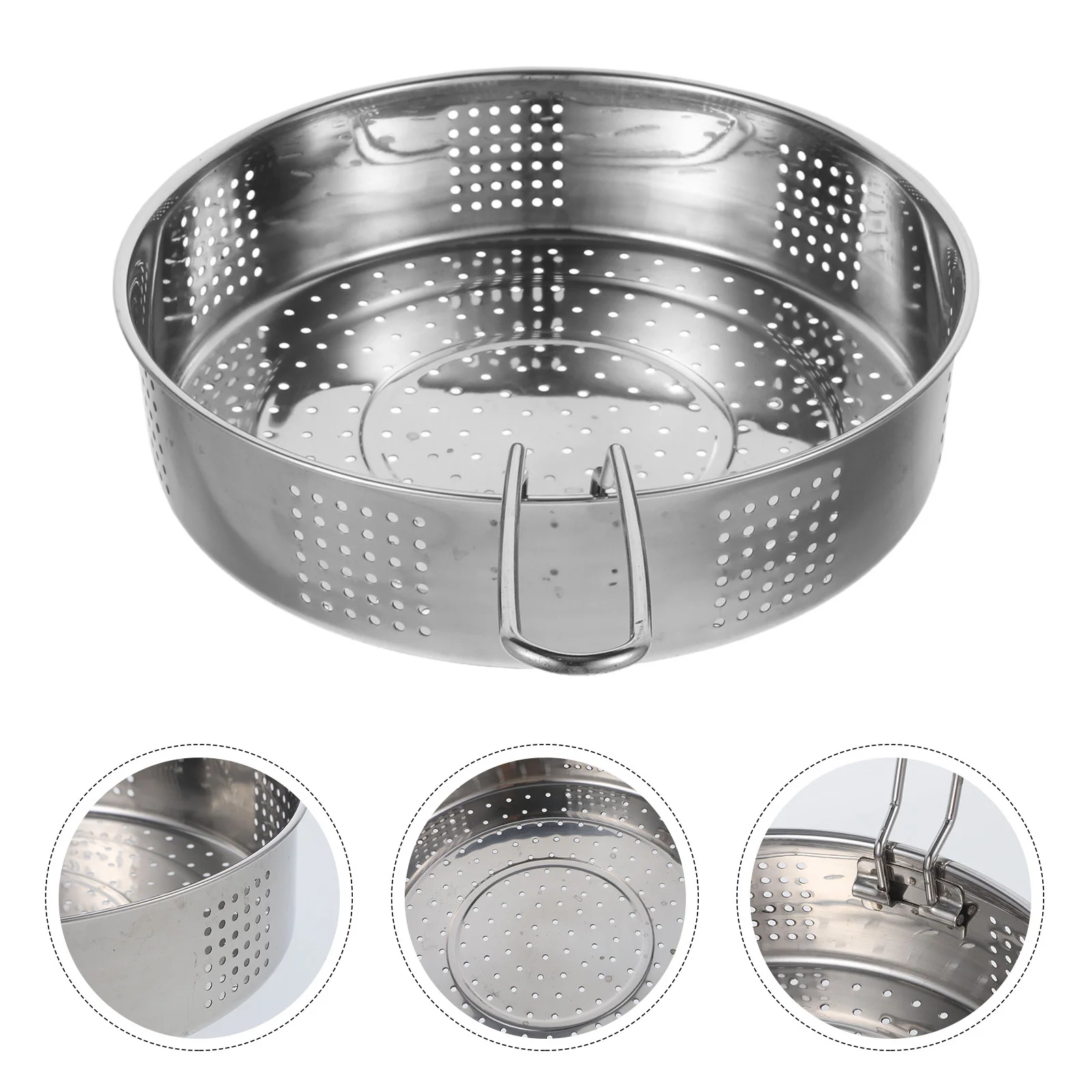 

Stainless Steel Steaming Basket Foldable Handle Metal Steamer Basket Insert for Pot Vegetables Fish Dumplings Kitchen Supply