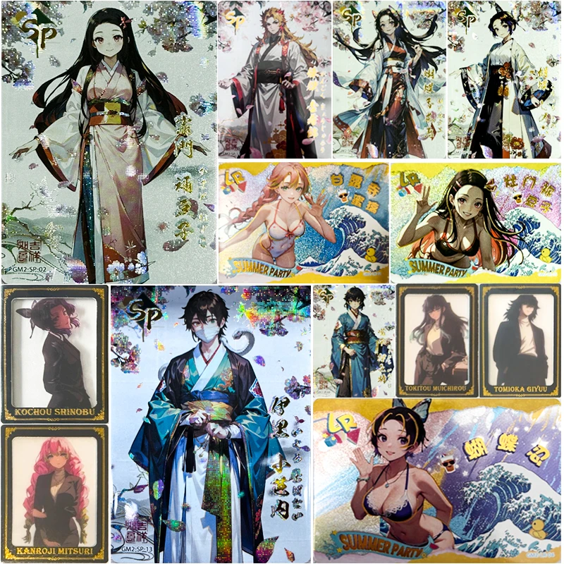 

Anime Demon Slayer Kamado Nezuko Kochou Shinobu Rengoku Kyoujurou Kanroji Mitsuri Collection Card Birthday Gifts Children's Toys