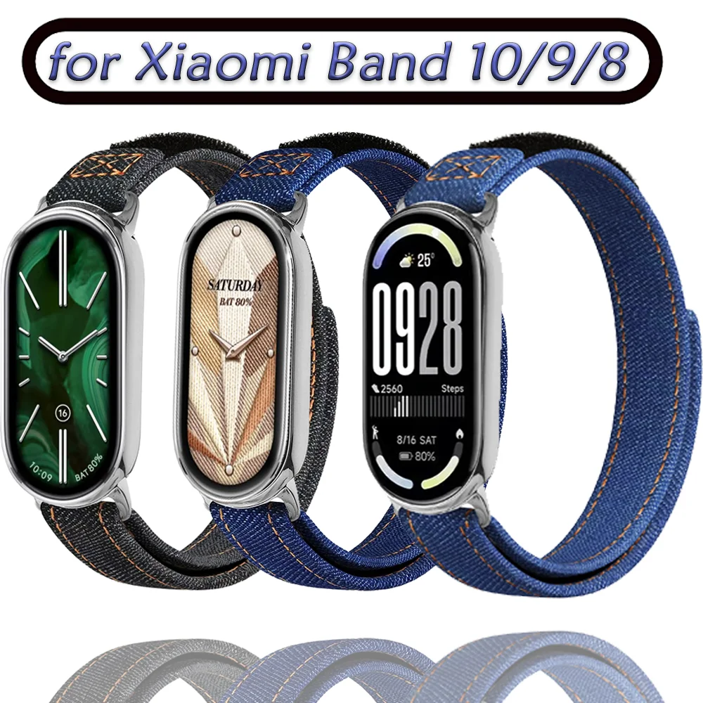 جديد لينة الدنيم حزام ل Xiaomi الفرقة 10/9/8 الرياضة الفاخرة ساعة ذكية مريحة سوار حزام ل Mi الفرقة 9/8 معصمه Correa