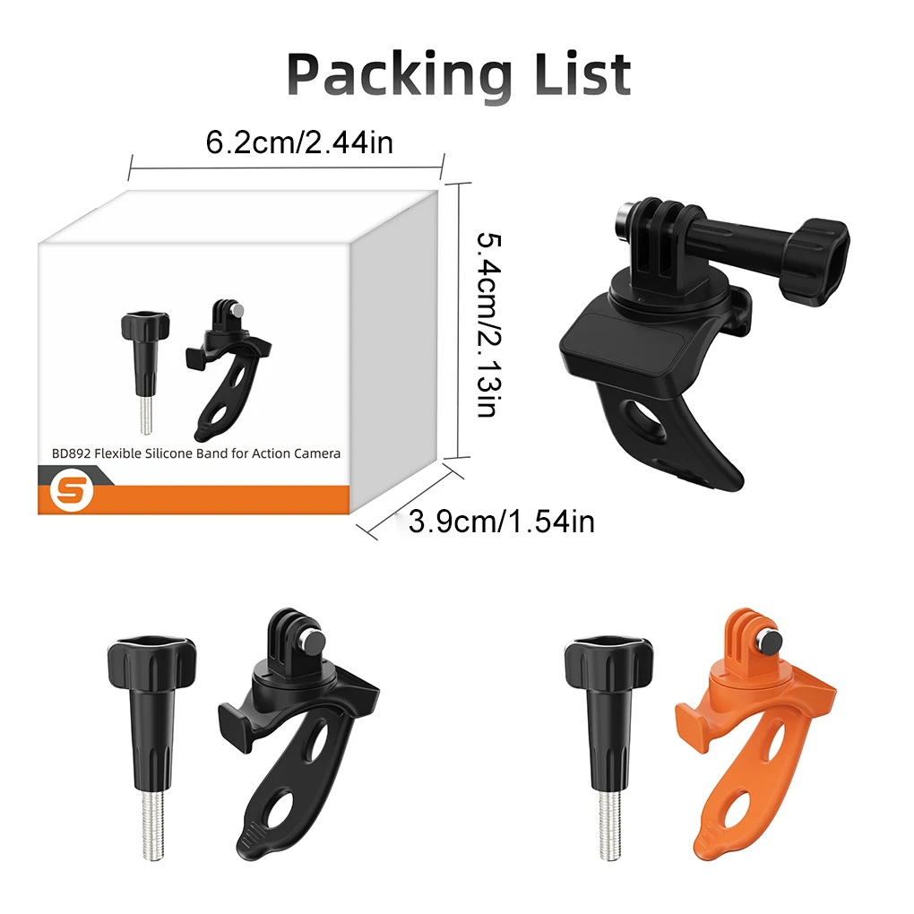 Action 5Pro Soporte fijo flexible Cámara deportiva Ciclismo Insta3 60 Clip elástico para barandillas Negro