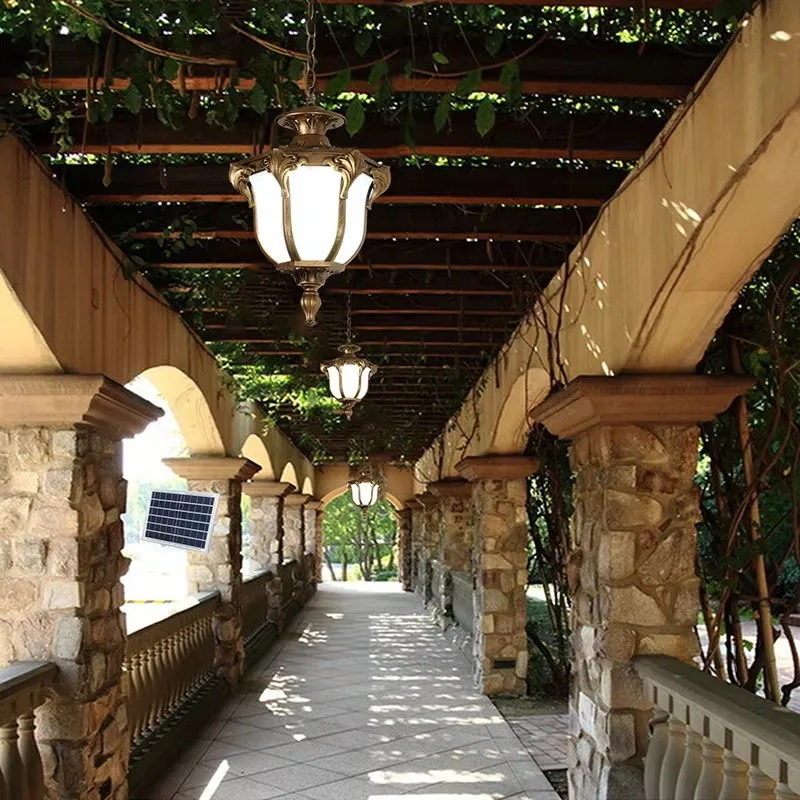 Small Size Solar Waterproof Chandelier Outdoor Corridor Aisle Balcony Ceiling Lamp Courtyard Gallery Frame Pavilion Sun Room
